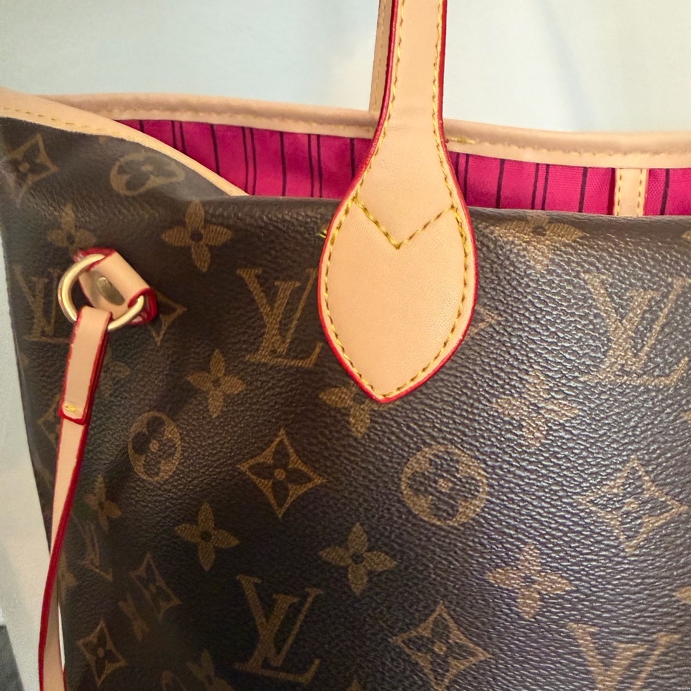 Monogram Purse Bag with Hot Pink Interior and Insert - Brown - Picture 4 of 12